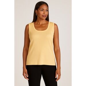 Exclusively Misook Women's Knit Yellow Scoop Neck Sleeveless‎ Tank Top- Size XL